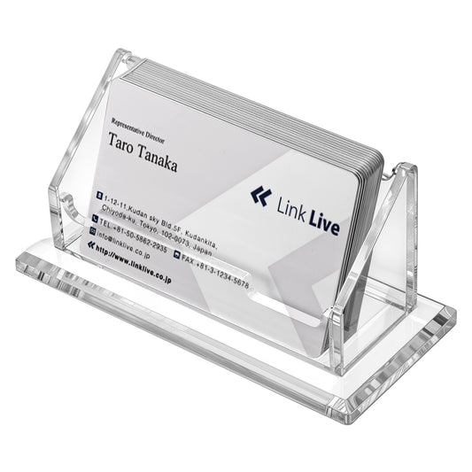 Sibba Business Card Holder Clear Acrylic Horizontal Business Cards Display Stand Desktop 1 Slots Business Card Holders Desk Name Cards Exhibition Organizer for Women and Men Home Office