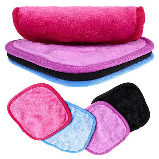 Sibba Makeup Remover Cloths 4Pcs Microfiber Reusable Fast Drying Washcloth Face Towels Reusable leansing Towelettes Soft Washcloths Multicolor Exfoliating Towels Skin Care for Women