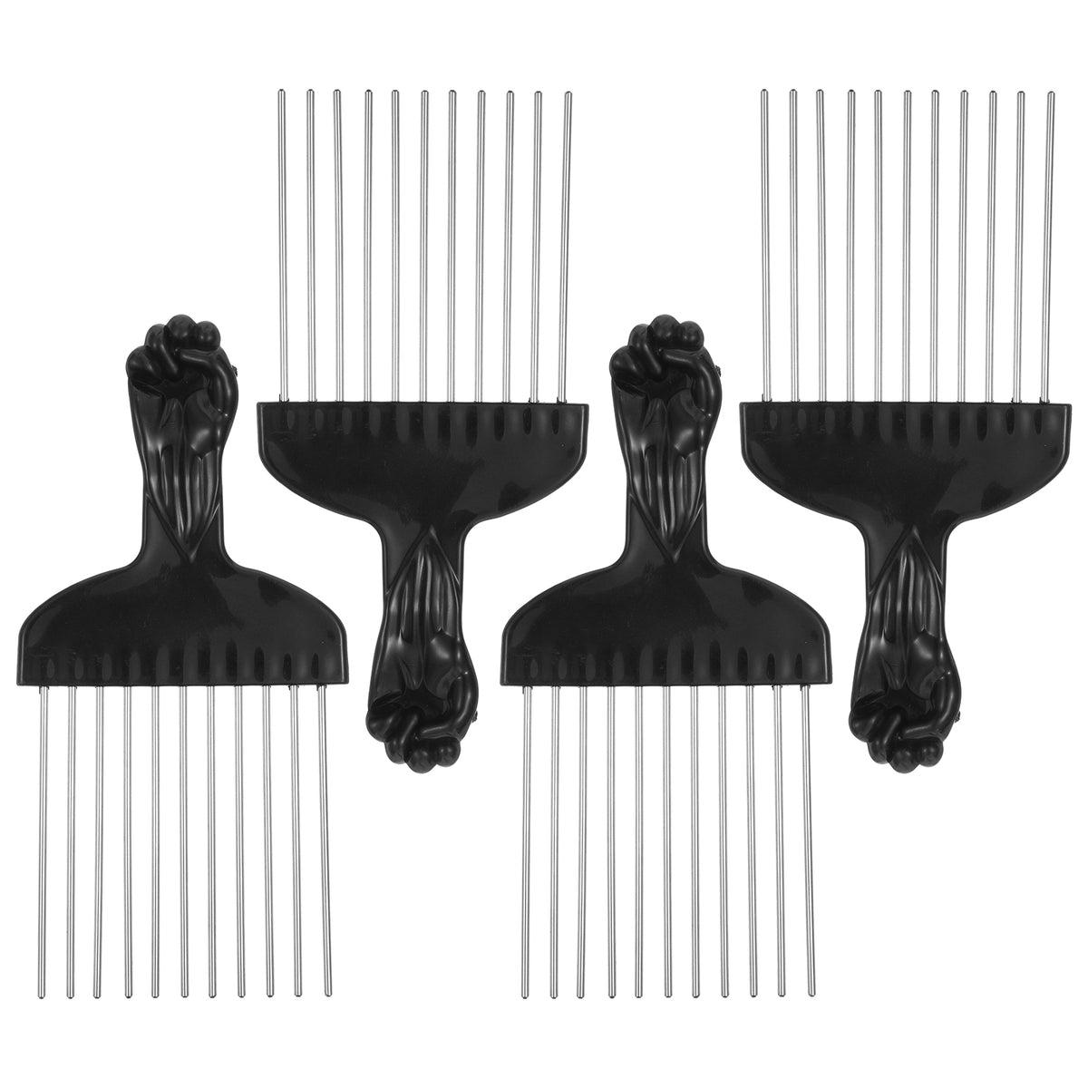 Hadnves 4 Pcs Afro Pick 6” Metal Steel Hair Comb Set Hair Pick Tool