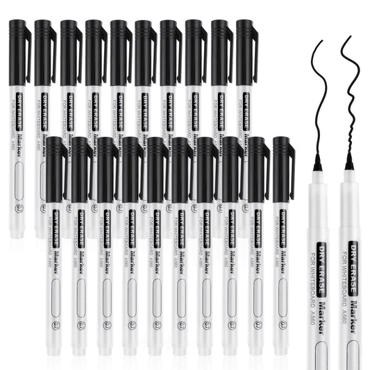 Sibba 20 Pack Dry Erase Markers Ultra Fine Tip, Black 0.7mm Marker, White Board Markers for Office,Home,or Planning Dry Erase Board