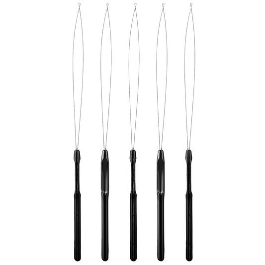 5 Pieces Needle Threaders Hair Extension Loop Tools Pulling Hook Tools Bead Device Tool for Hair or Feather Extensions Supplies DIY Hook Tool