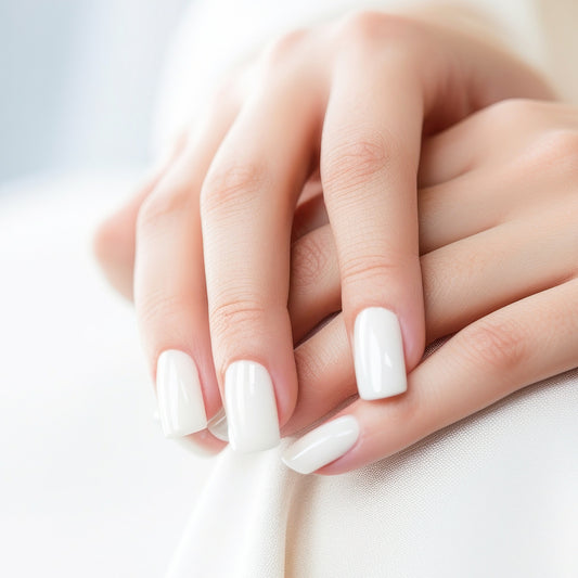 Dimeho 24Pcs White Press on Nails Short, Medium Square Glue on Nails Pure Color Acrylic Fake Nails Reusable Press on Nail Kit with Nail Glue and Mini Nail File Stick on Nails for Women Daily Wear