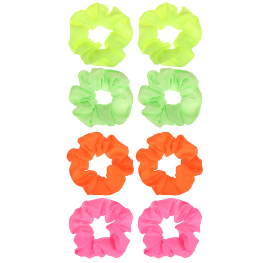 8 Pcs Neon Scrunchies for Hair Elastic Ponytail Hair Ties 80s Soft Hair Scrunchy Solid Colors Thick Bands Hair Accessories for Women Girls Festival Christmas Halloween Party