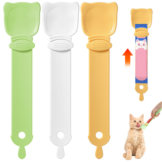 3 Pcs Cat Strip Feeder Wet Snack Dispense Spoon Cat Food Squeeze Scoop Multifunctional Sliding Cat Happy Spatula Lickable Snack Feeding Dispenser for Creamy Puree Bisque Delectables Liquid Snack