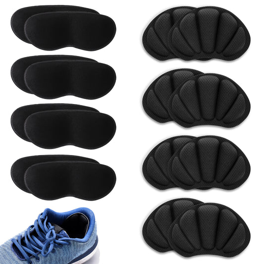 8 Pairs Heel Cushion Pads, Mesh Adhesive Heel Grips Inserts for Boots, Loose Shoes Too Big, Reusable Heel Guards Liners for Women Men, Anti Blister Shoe Liners Heel Protectors Improve Shoe Fit