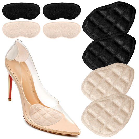 4 Pairs Metatarsal Pads for Women, High Heel Ball of Foot Cushions Women All Day Comfort Heel Inserts for Women, High Heel Pain Relief, Foot Pads for Balls of Feet, No Slip Heel Grips Liners Shoe Pads