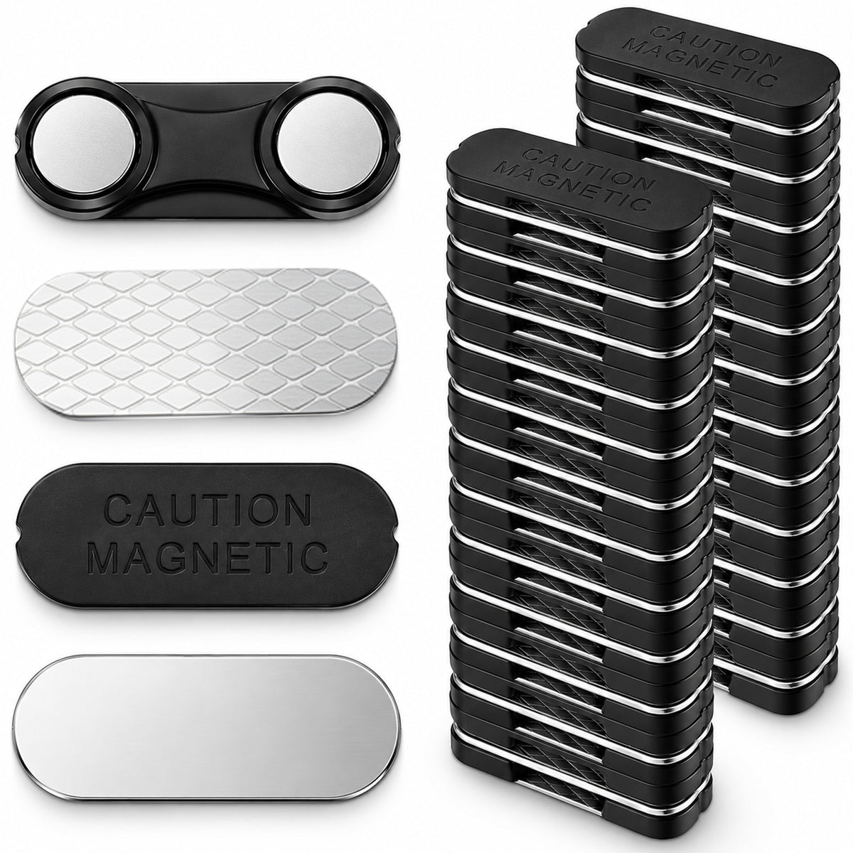 YUXIANLB 12 Pack Magnetic Name Badge Holders(Style 2,3.3cm,Black)