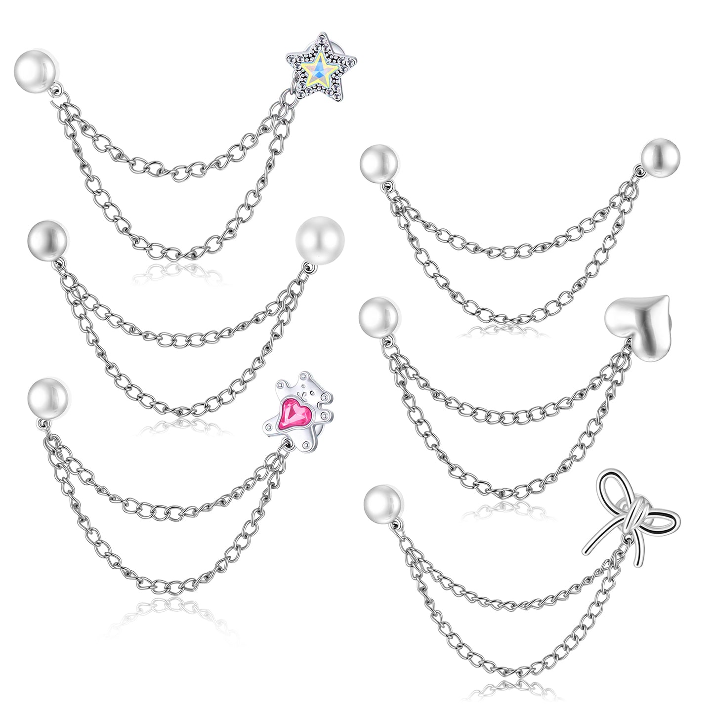 Hadnves Magnetic Clothing Clips 6 PCS Multi-Function Magnet Button Pins with Chain Shirt Clips for Women Clothes T-Shirt Hems Blouses Dresses Sleeves Pants Legs Hijabs Hats Scarfs (6 Styles)