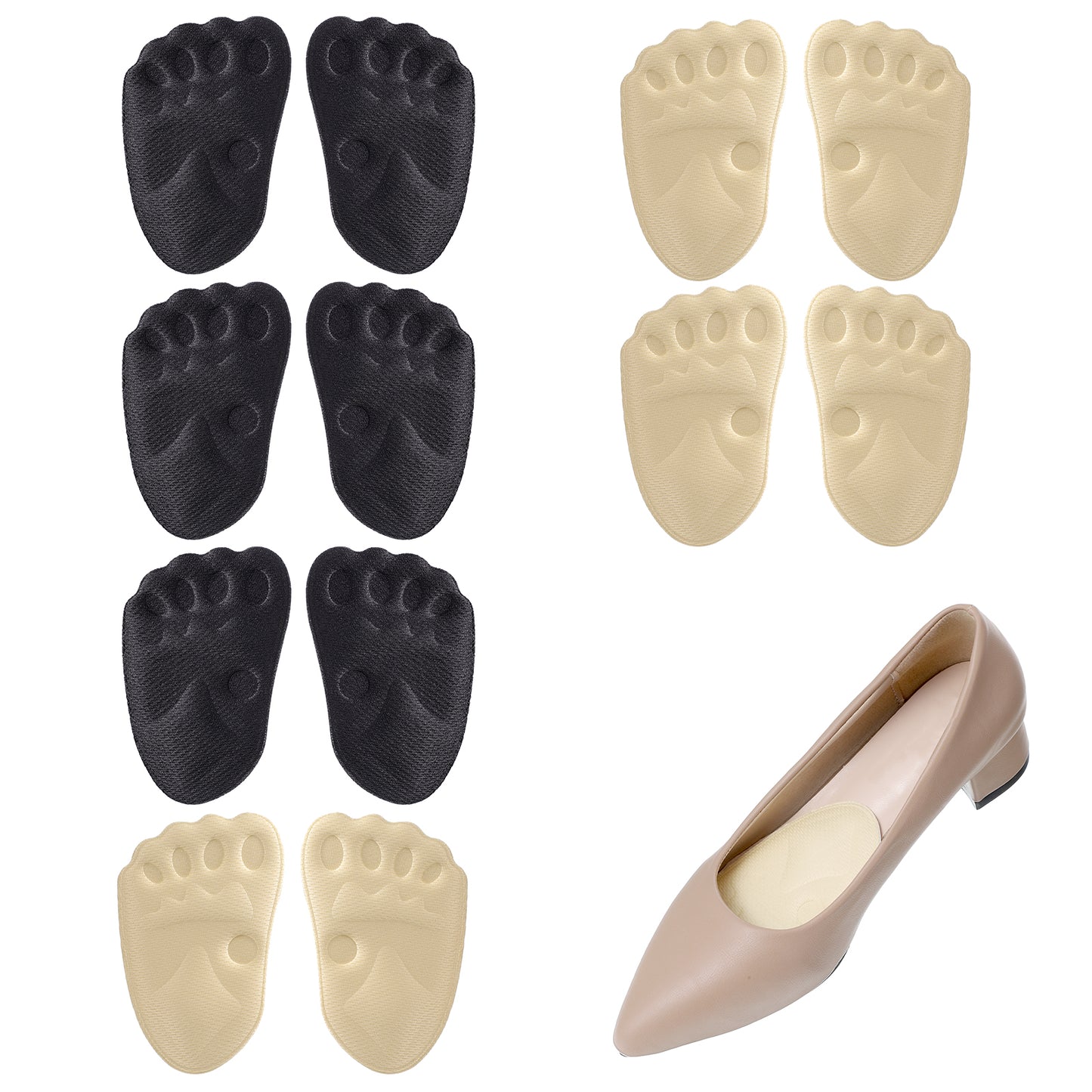 6 Pairs Metatarsal Pads Women Shoe Inserts Ball of Foot Cushions Non Slip Heel Grips Liners High Heel Inserts Relief and Comfort for Breathable Comfort Loose Shoe