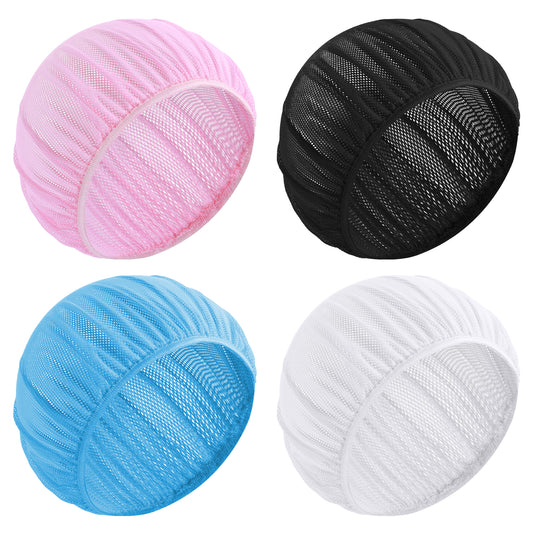Dimeho 4 Pcs Mesh Sleep Bonnets Night Sleep Cap Hair Net for Sleeping Wig Cap Sleep Caps for Women (UK, Alpha, One Size, Pink/Black/White/Blue)