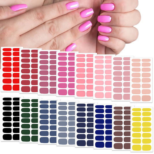 Dimeho 16 Sheets Nail Polish Strips Self-Adhesive Full Nail Wraps Colorful Fingernail Stickers Manicure Gel Nail Decals for Women Girls Nails Art Decorations DIY Home
