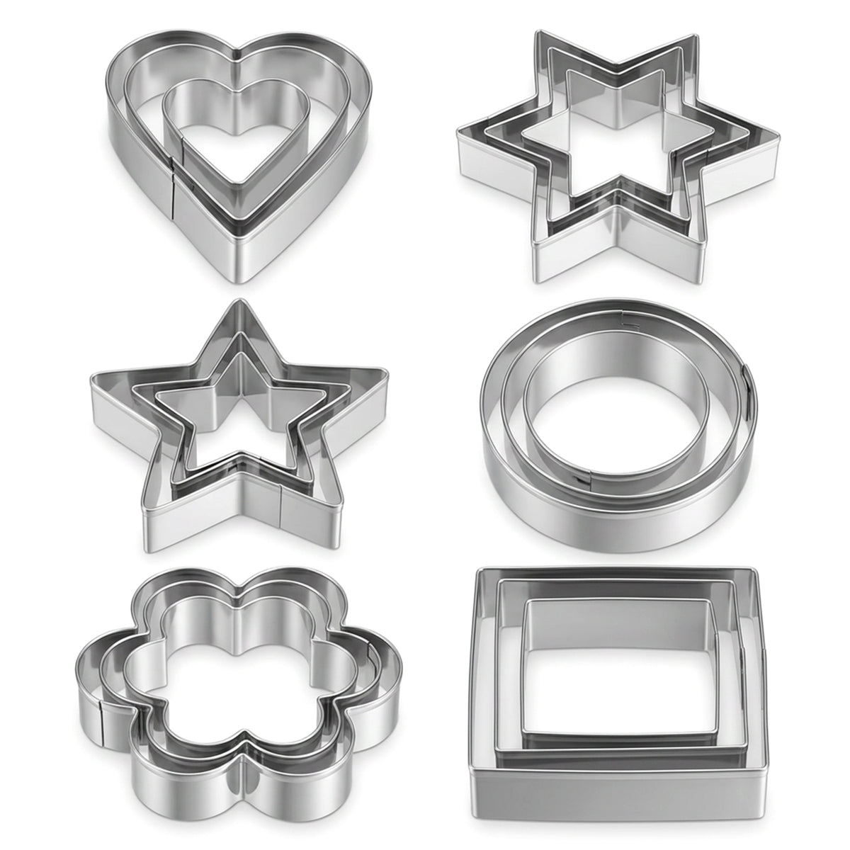 QFGasre 18pcs Stainless Steel Cookie Cutters Set Metal Biscuit Cutter Molds