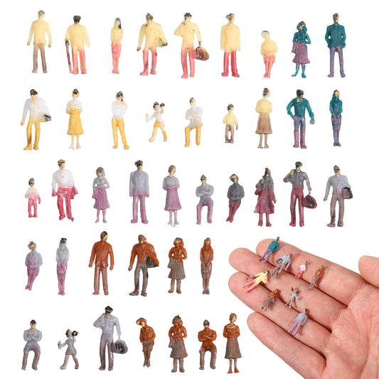 Sibba 100 Pcs Mini People Figurines 1: 100 Scale Little People Toys Architectural Painted Tiny Model Sitting Standing Miniature Figurines Model for Miniature Scenes