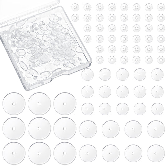 200 PCS Silicone Piercing Discs Pad Non Pull Piercing Discs for Piercing Bump Clear Earrings Backs, 3/5/7/9 mm Plastic Disc Pads Stabilize Earlobe Support Patches, Earrings Earlobe Support Patches