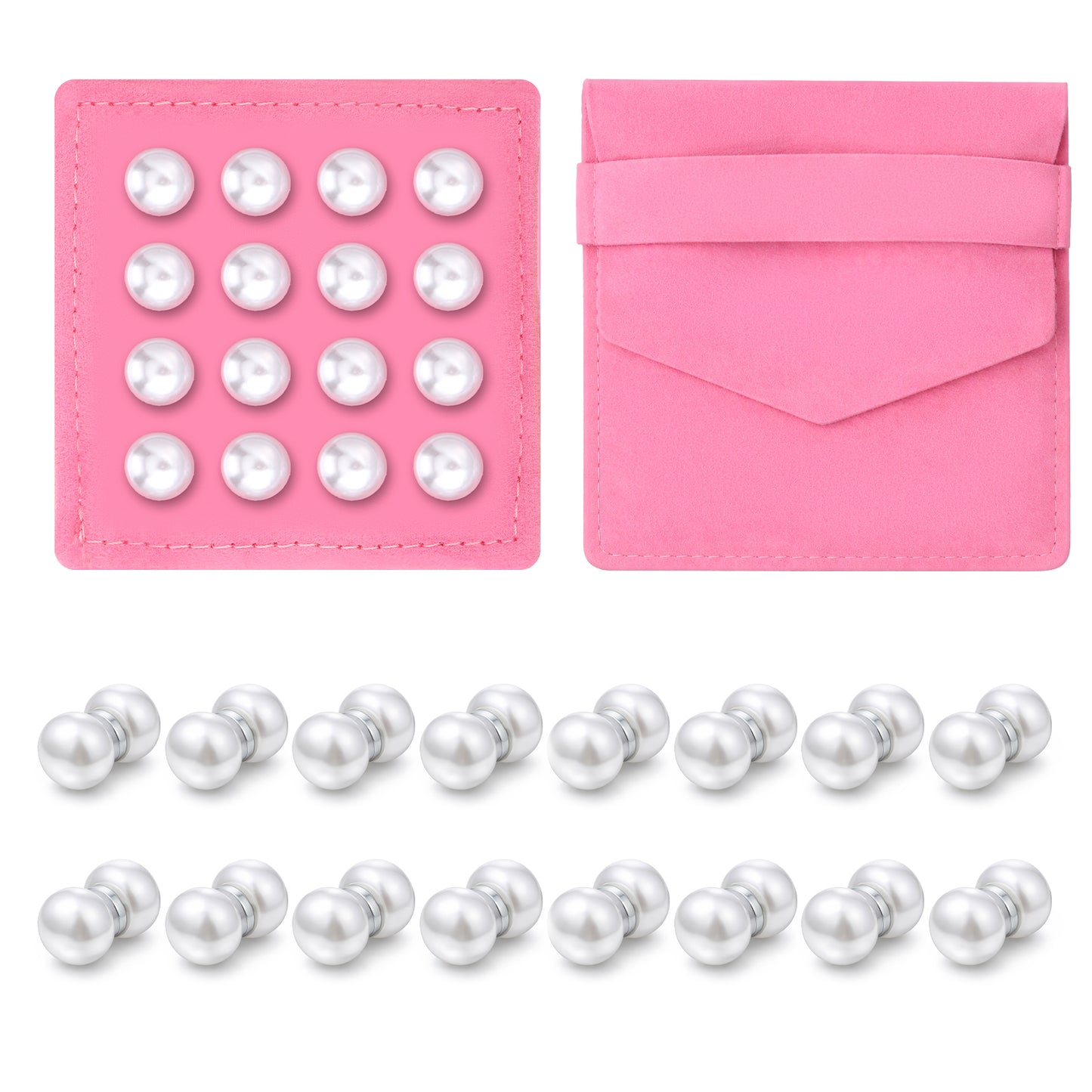 WLLHYF 16 Pairs Pearl Veils Weights, White Magnetic Pearl Veil Weights Double-Sided Wedding Accessories for Outdoor Brides Wedding