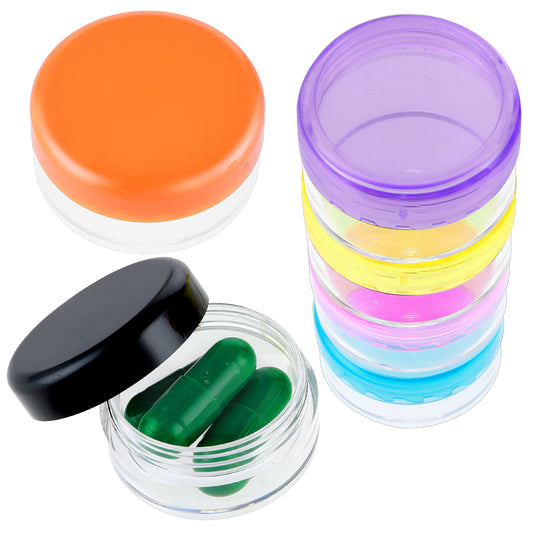 Dimeho 6 Pcs Small Pill Organizer Box, Travel Pill Cases Holder Portable Daily Mini Pill Container BPA Free Pocket Pills Box Medicines Storage Container for Purse Pocket Briefcase (6 Color)