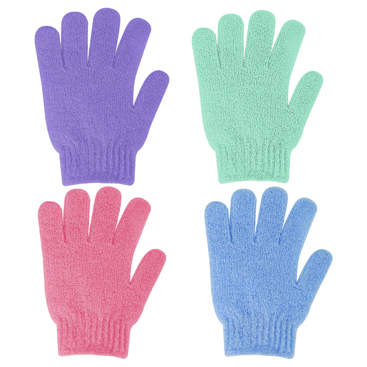 Sibba 4Pcs Exfoliating Gloves Bamboo Exfoliator Mitt Body Scrub Exfoliating Washcloths Scrubbing Glove for Shower, Spa, Massage and Dead Skin Cell Remover Loofah Style B