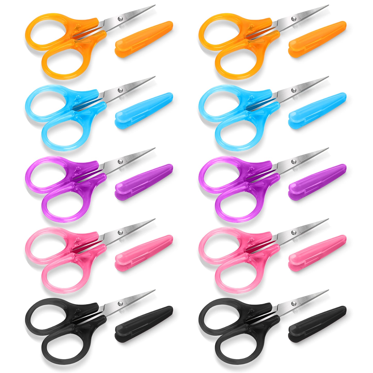 10Pcs Small Scissors All Purpose Precision Stainless Steel Detail Scissors with Protective Cover Mini Detail Craft Scissors, Straight Fine Tips Sewing Scissors for Embroidery, Paper Cutting, Sewing