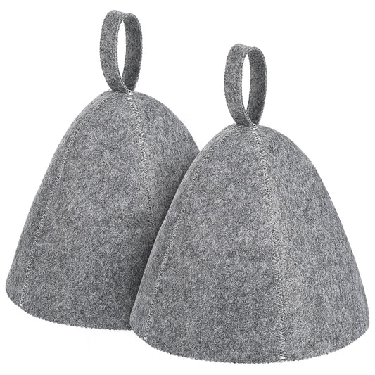 Wanmu 2Pcs Sauna Hat, Vaporarium Hat, Sauna Wool Cap, Sauna Cap for Women, Russian Banya Cap for Men Women, Bath Accessories, Sauna Accessories (Gray)