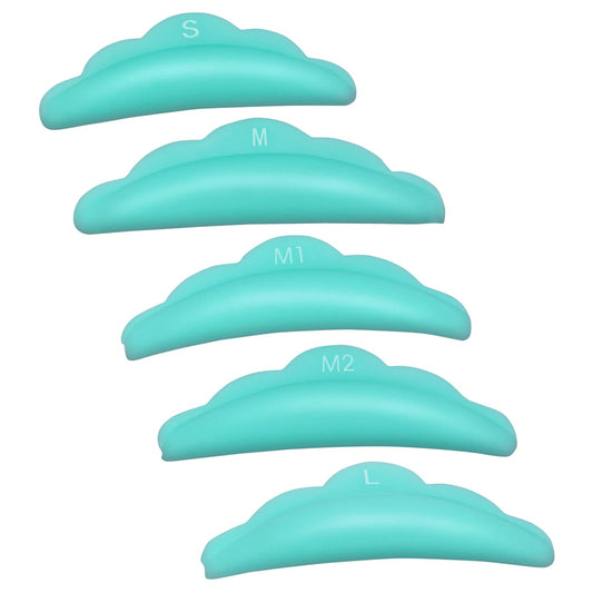 Sibba 10 Pieces Silicone Eyelash Perming Curler Eye Lash Lift Tint Perm Separator Kit Makeup Tools 5 Sizes S/M/M1/M2/L Reusable DIY Lashes Lifting Shield Rods Pads (Green)