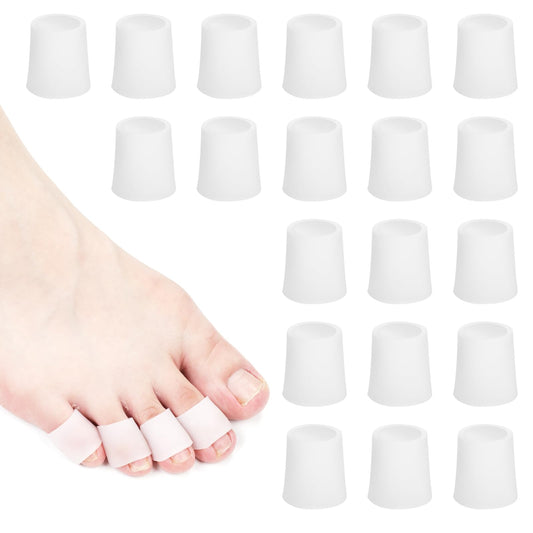20 Pcs Silicone Toe Sleeves Protectors Breathable Pinky Toe Covers Soft Toe Covers Corn Pads Toe Tube Cushions for Women Men Pain Relief Rubbing Corns Calluses Blister Bunion Hammertoe