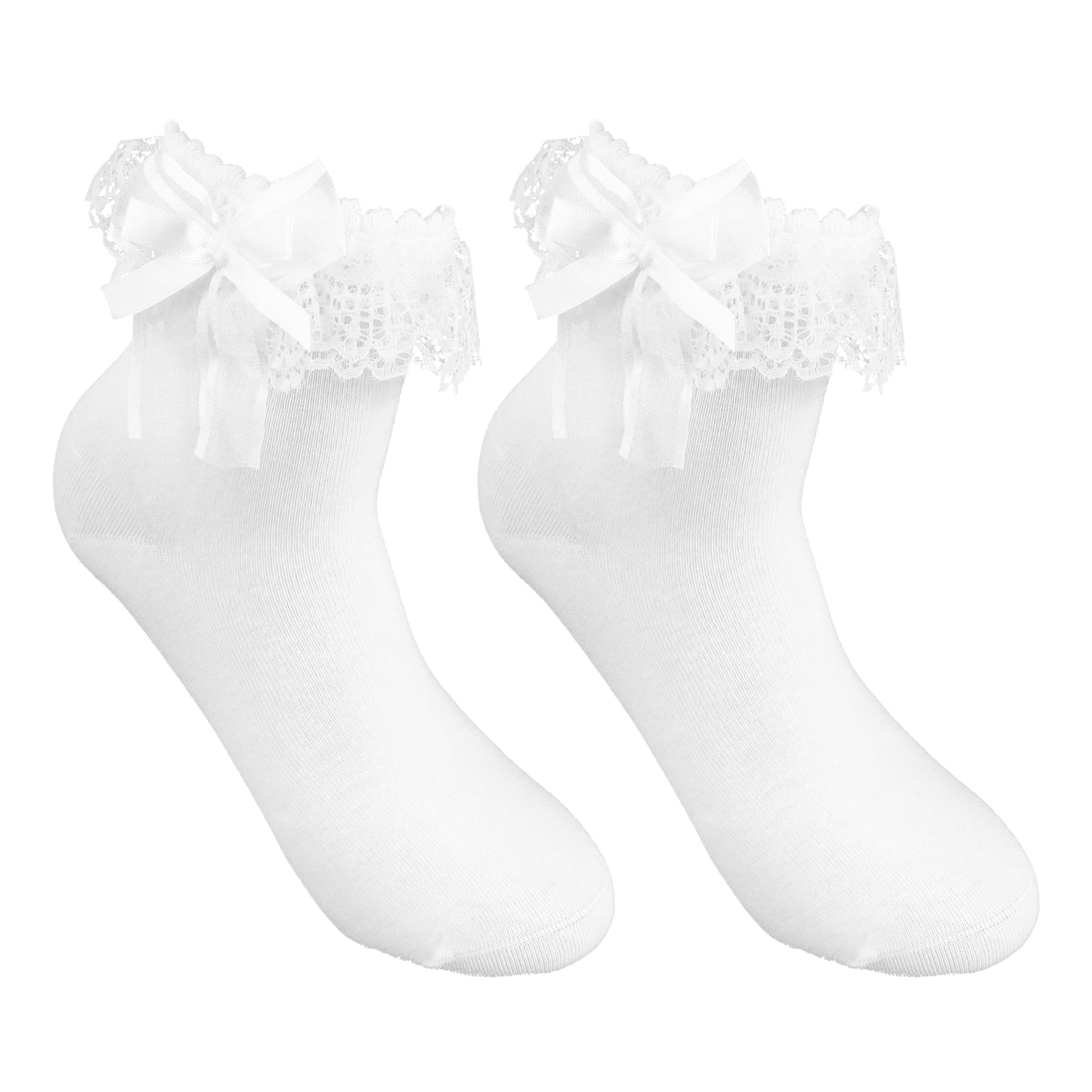 COMNICO Women Frilly Socks, Ruffle Lace Ankle Socks White Mesh Breathable Cotton Women Socks Lovely Princess Socks Cute No-Show Ankle High Socks for Women Girls