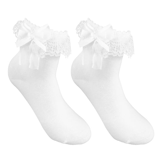 COMNICO Women Frilly Socks, Ruffle Lace Ankle Socks White Mesh Breathable Cotton Women Socks Lovely Princess Socks Cute No-Show Ankle High Socks for Women Girls