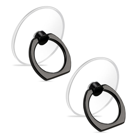 Socket Phone Case Grip Rings Holder 2 PCS Cute Finger Kickstand Cellphone Attachment Stand Folding Rotatable Universal Devices Support Single Hand Operation Accessories(Black)