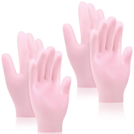 Sibba 2 Pairs Silicone Moisturizing Gloves Spa Gel Hydrating Gloves Women's Hand Care Gloves, Anti Slip Aloe Lotion Gloves for Repairing Dry Hand, Calluses, Cracked Heels and Softening Rough Skin