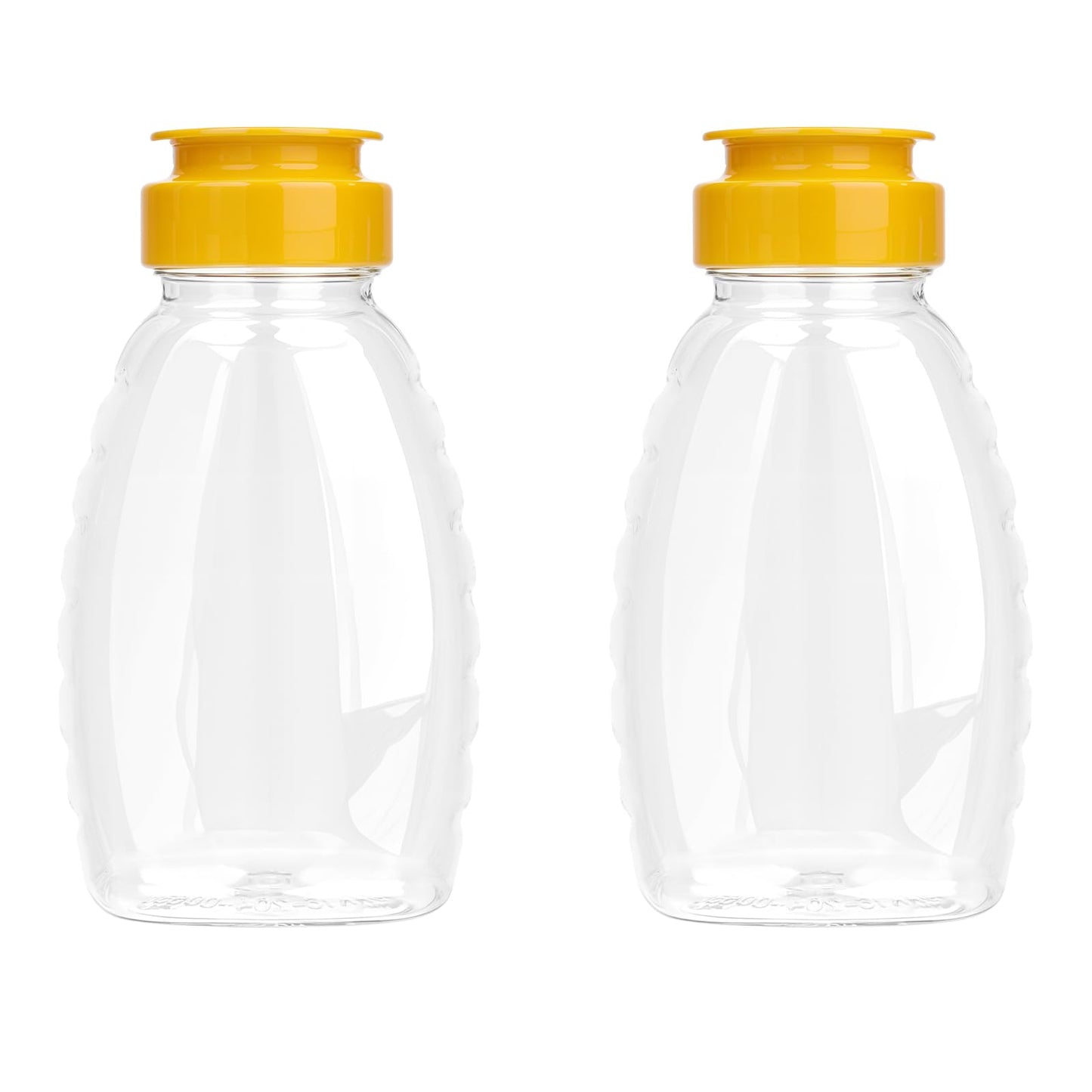 2Pcs Clear Plastic Honey Bottles Honey Squeeze Jar Empty Refillable Food Grade Honey Container with Flip Top Lids Leakproof Squeeze Honey Bottle No Drip Lids Condiment Container for Storing Dispensing
