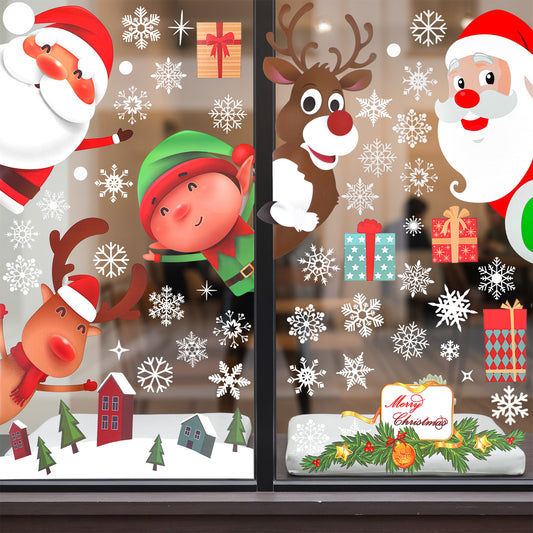 162Pcs Christmas Window Stickers Snowflake Decorations Stickers Indoor Holiday Christmas Window Decals Clings Decor for Party Home Office Classroom Ornaments