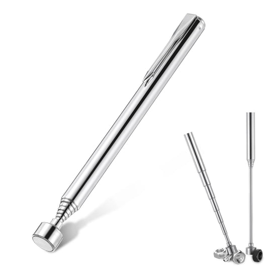 2Pcs Telescoping Magnetic Pickup Tool with Pen Clip, Extendable Magnetic Grabber Reacher Tools, 25 Inch Flexible Magnet Retrieval Stick Gadget for Screws Nuts Pins