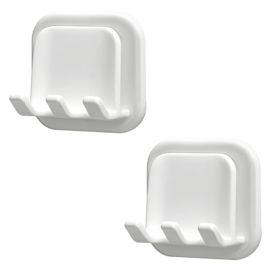 2 Pcs Toothbrush Holder Wall Mounted Self Adhesive Toothbrush Storage Organizer Water Proof Tooth Brushing Hook Mini Hanger Rack Multi-Function Holder for Bathroom Shower Dorm Cabinet Easy to Clean