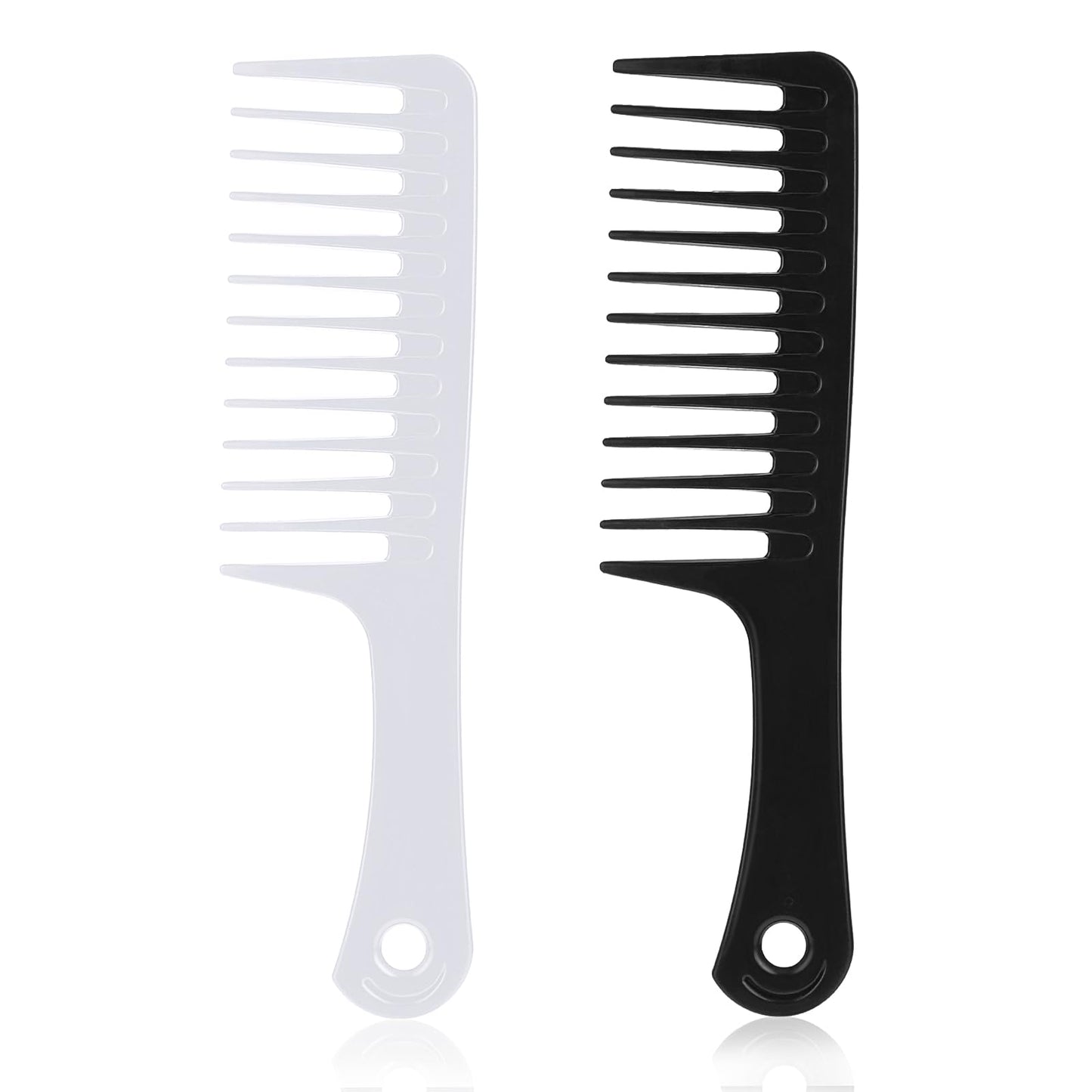 Wide Tooth Hair Comb, 2 Pcs Salon Hairdressing Comb Detangling Comb for Long Curly Wet Wavy Shower Comb Styling Comb for Women and Men Barber (Black, White)