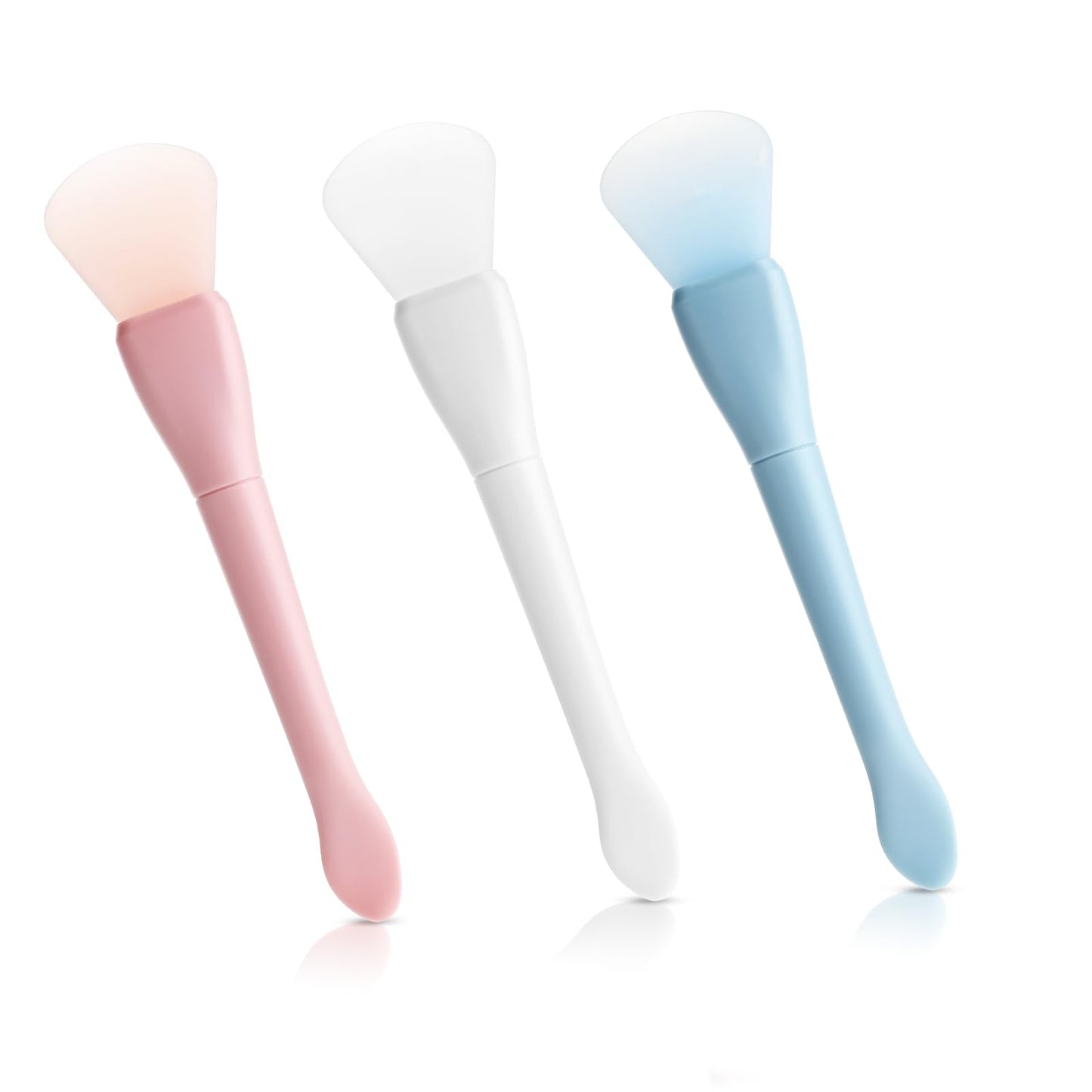 3 Pcs Silicone Face Mask Brush, Soft Face Mask Applicator Dual Head Facial Mask Brush, Mini Makeup Spatula Portable Beauty Tools Set for Apply Cream Lotion, 3 Colors