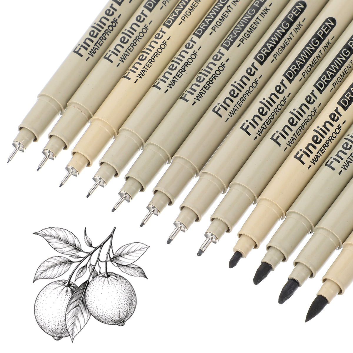 YUXIANLB 12 Pcs Micro Fineliner Set, Black Waterproof Fine Line Drawing Pen