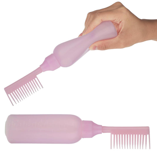 Root Comb Applicator Bottle, 6 OZ Hair Oil Applicator Applicator Bottle for Hair Dye Bottle Applicator Brush with Graduated Scale, Profssional Brush Applicator Comb Hairdressing Coloring Styling Tool