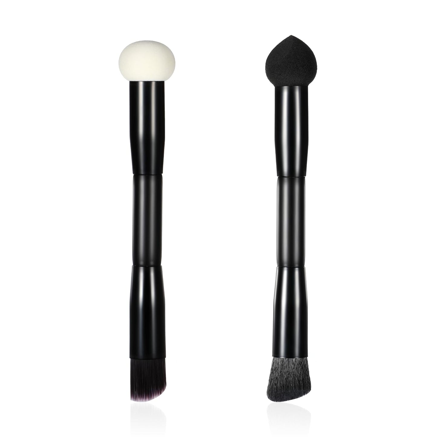 Qianyu 2 Pieces Double Ended Hairline Powder Brush Hairline Concealer Brush Hair Contour Brush with Sponge Tip Travel Makeup Brush for Seamless Blending Contouring and Roots Laminating