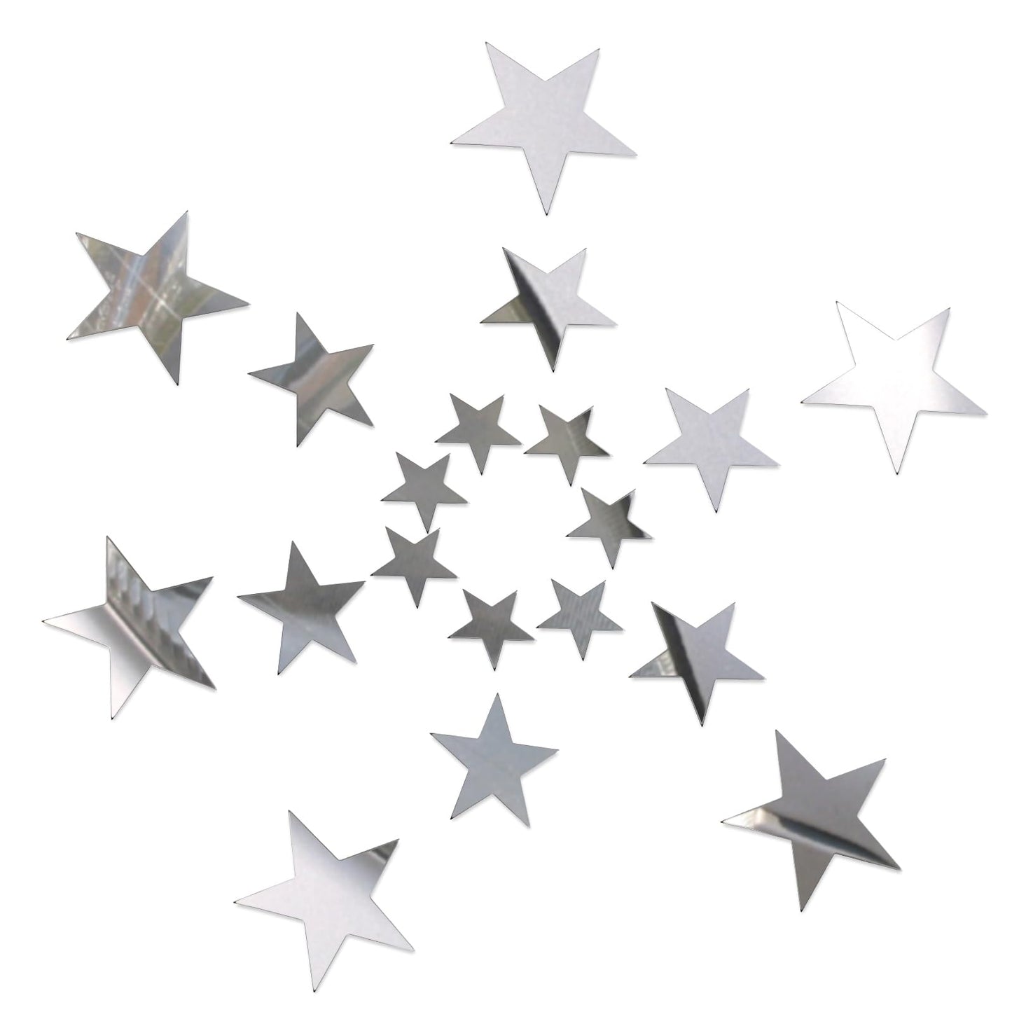 Dimeho 40 Pcs Stars Mirror Wall Stickers, 3D Acrylic Mirror Wall Decorations for Living Room Removable Stars Stickers Art Decal for Bedroom Wedding Birthday DIY Wall Decor (Silver)