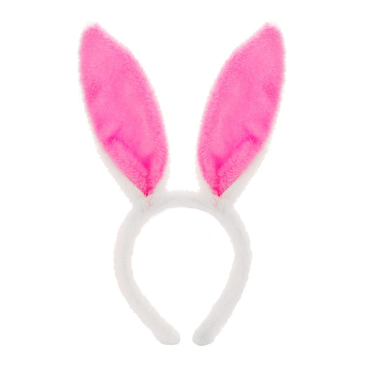 Sibba Plush Bunny Ears Headband 1 Piece Rabbit Ear Accessory Halloween Cosplay Christmas Party Hair Band Styling Costume Headpiece Headwear Easter Party Dress Up for Women (Rose Red)