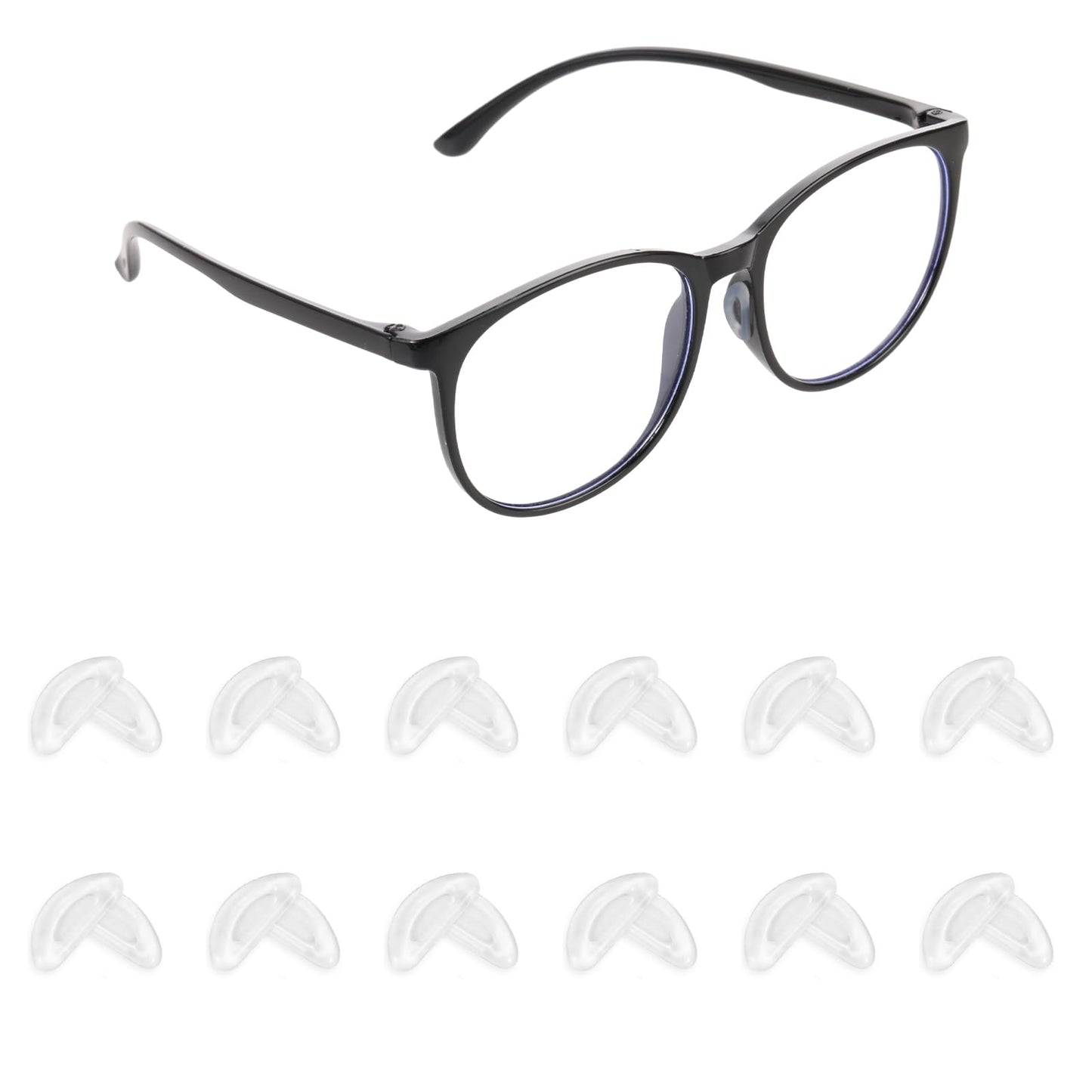 12 Pairs Eyeglass Nose Pads Thin Adhesive Anti-Slip Nose Pads Upgraded Soft Silicone Glasses Nose Grips Comfortable Sunglasses Nose Cushion Protector for Frames Replacement Kit (White)