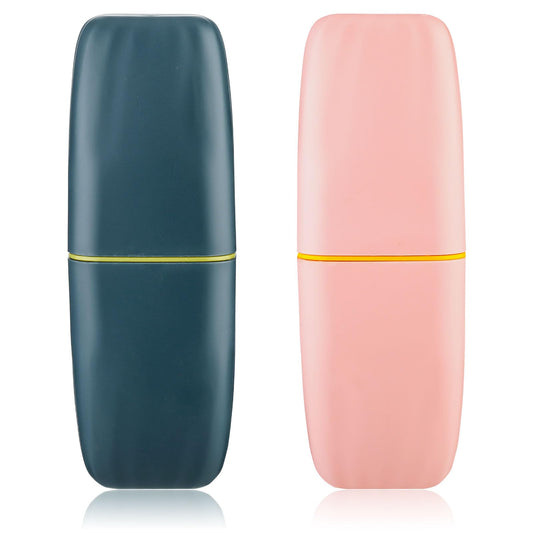 Sibba Toothbrush Travel Case 2 PCS Traveling Toothpaste Storage Holder Cover Cup Portable Container Box Small Plastic Pocket Dental Tooth Brush Set Bathroom