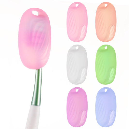 Sibba Toothbrush Covers 6 PCS Portable Tooth Brush Cap Travel Hook Toothbrushes Head Replacement Case Protector Storage Toothpaste Holders Silicone Dust-Proof Containers Home Toiletries Accessories
