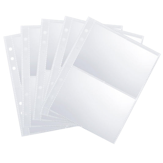 Dimeho 30 Pack 120 Pockets Photocard Sleeves 6 Ring A5 Trading Card Binder Sheets Double-Sided 2 Pocket Photo Protector Top Loading Ultra-Clear Saver for Game Cards Postcards Business Card 5” x 4”
