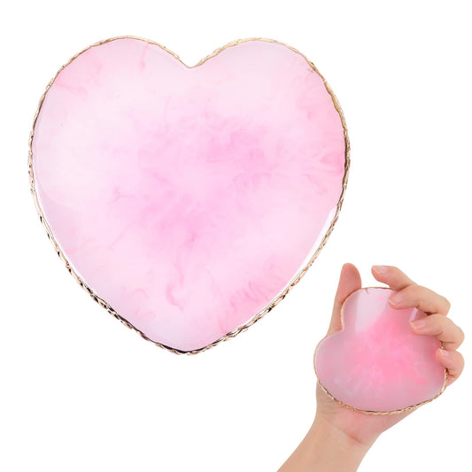 Sibba Resin Heart Nail Palette, Pink, Ideal for Cosmetic Mixing Tools, Portable & Practical