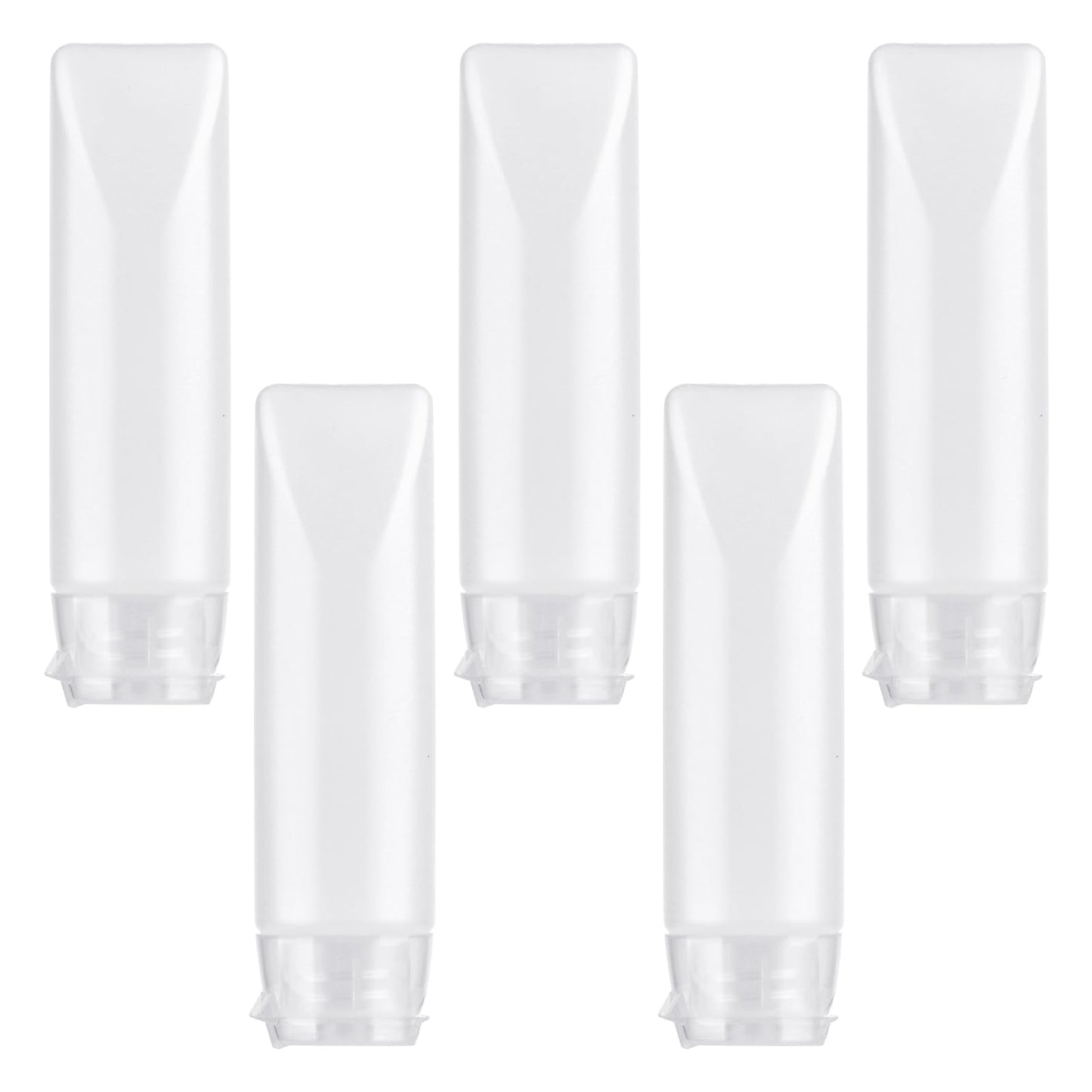 COMNICO Travel Bottles, 5 Pack Empty Refillable Plastic Squeeze Mini Portable Leak Proof Tubes Bottle Travel Essentials Makeup Foundation Container for Shampoo Body Lotion Toner Cosmetic