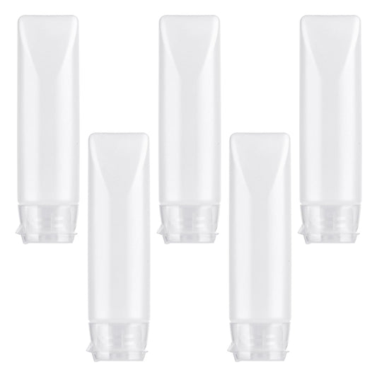 COMNICO Travel Bottles, 5 Pack Empty Refillable Plastic Squeeze Mini Portable Leak Proof Tubes Bottle Travel Essentials Makeup Foundation Container for Shampoo Body Lotion Toner Cosmetic