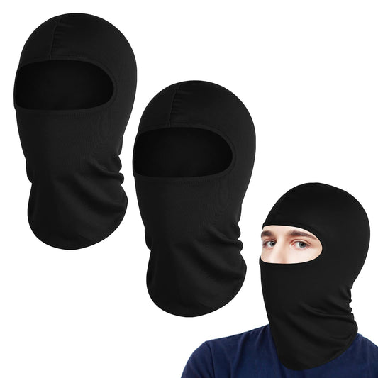 Sibba 2Pcs Wind Cap Ski Masks, Balaclavas Outdoor Sports Cycling Hat, Thin Breathing Windproof UV Protective Hat for Women Men Black