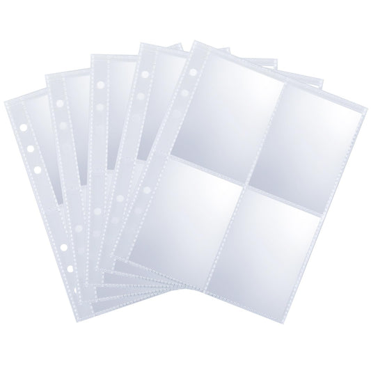 Dimeho 30 Pack 240 Pockets Photocard Sleeves 6 Ring A5 Trading Card Binder Sheets Double-Sided 4 Pocket Photo Protector Top Loading Ultra-Clear Saver for Game Cards Postcards Business Card 2.5 x 3.5