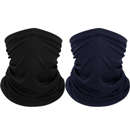 Sibba Neck Gaiters Face Cover Mask 2 PCS Ski Scarf Bandana Thick Breathable Work Running Bike Summer Weather Sun Covering Protection Sweat Wicking Half Sleeve Outdoor Men Women (blac/blue)